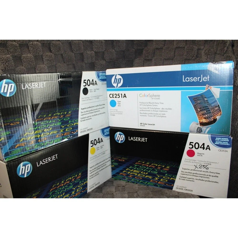 HP 504A Toners CE250A CE251A CE252A CE253A CP3525 Complete Set New Sealed